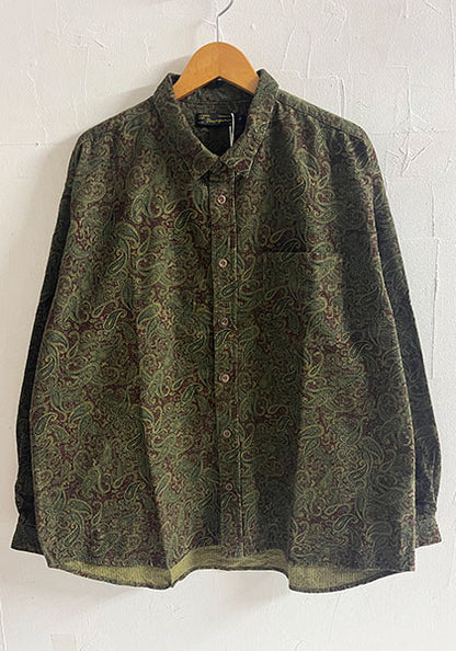 Nasngwam.(ナスングワム) | RAGE SHIRTS コーデュロイ ペイズリー柄シャツ カラー:BURGUNDY