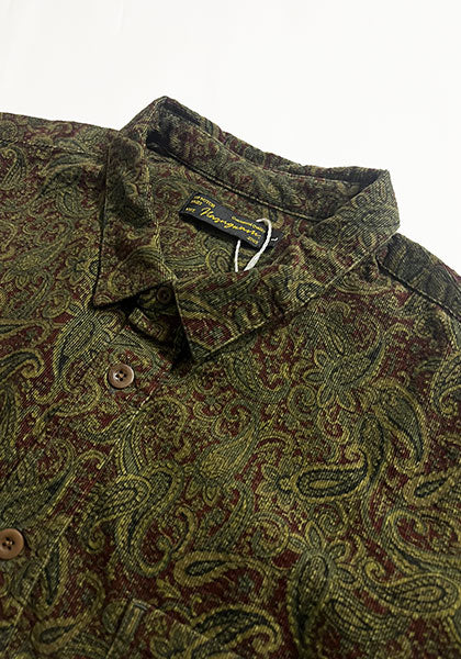 Nasngwam.(ナスングワム) | RAGE SHIRTS コーデュロイ ペイズリー柄シャツ カラー:BURGUNDY