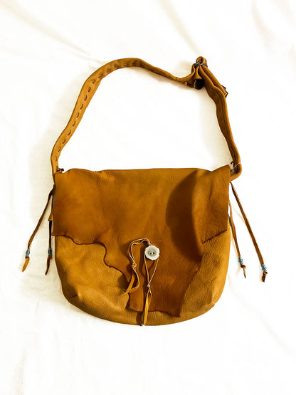 Nasngwam×EARLY MORNING ナスングワム×アーリーモーニング | DEER SKIN MESSENGER LAEGE BAG / 鹿革バッグ カラー :キャメル