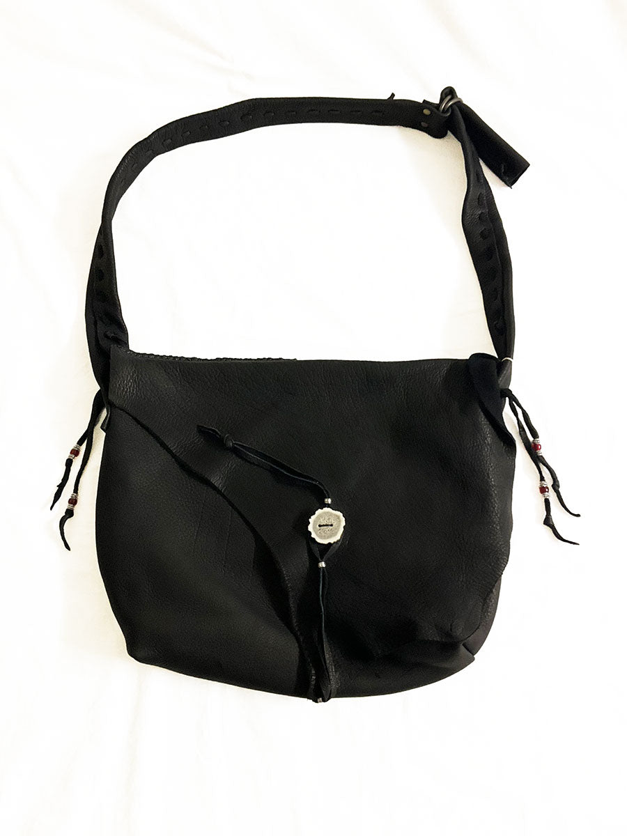 Nasngwam×EARLY MORNING ナスングワム×アーリーモーニング | DEER SKIN MESSENGER LAEGE BAG / 鹿革バッグ カラー :ブラック