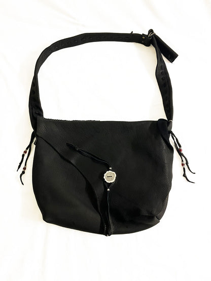 Nasngwam×EARLY MORNING ナスングワム×アーリーモーニング | DEER SKIN MESSENGER LAEGE BAG / 鹿革バッグ カラー :ブラック