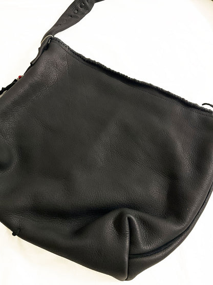 Nasngwam×EARLY MORNING ナスングワム×アーリーモーニング | DEER SKIN MESSENGER LAEGE BAG / 鹿革バッグ カラー :ブラック