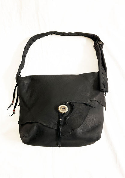 Nasngwam×EARLY MORNING ナスングワム×アーリーモーニング | DEER SKIN MESSENGER LAEGE BAG / 鹿革バッグ カラー :ブラック