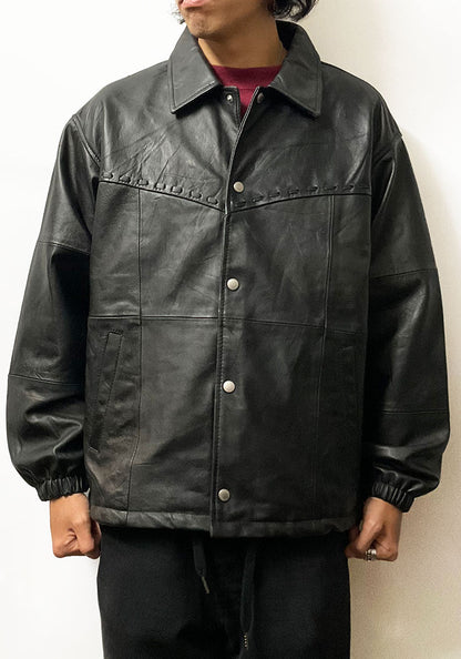 Nasngwam.（ナスングワム）| PUEBLO LEATHER COACH JKT Lサイズ [BLACK] A