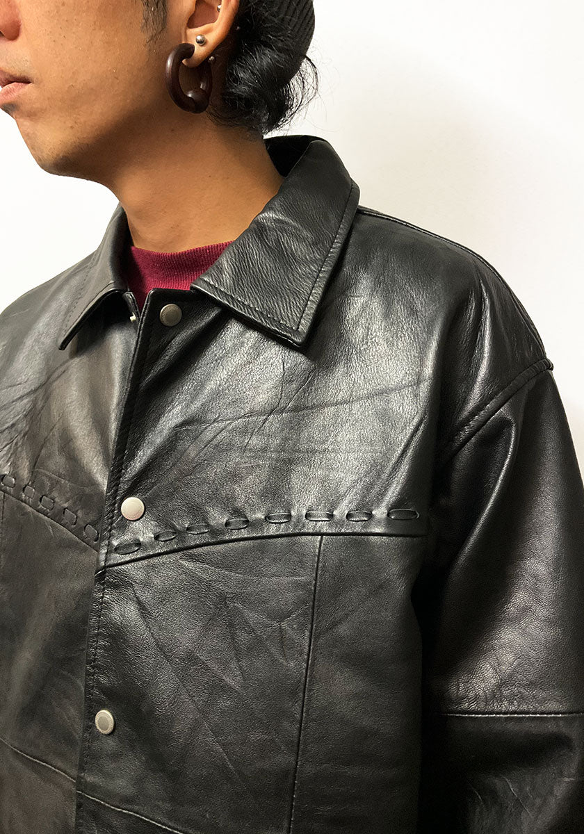 Nasngwam.（ナスングワム）| PUEBLO LEATHER COACH JKT Lサイズ [BLACK] A