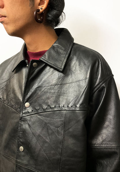 Nasngwam.（ナスングワム）| PUEBLO LEATHER COACH JKT Lサイズ [BLACK] A