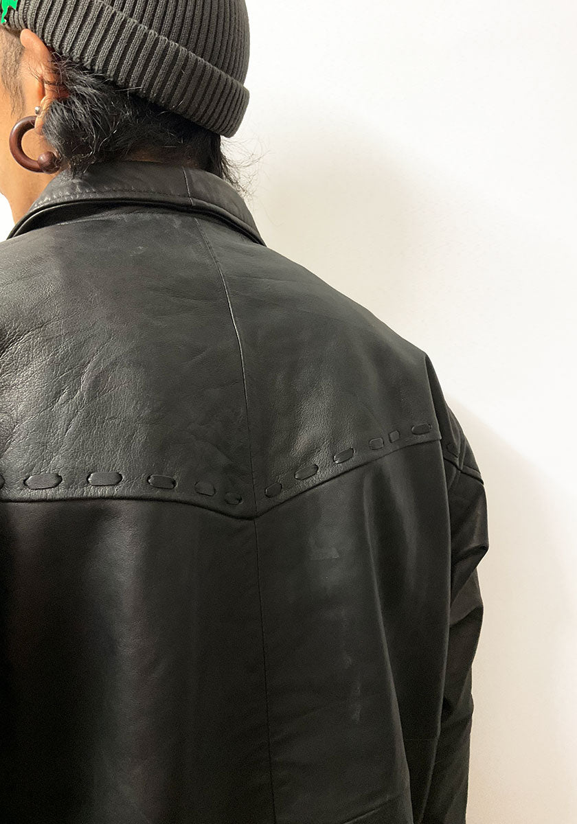 Nasngwam.（ナスングワム）| PUEBLO LEATHER COACH JKT Lサイズ [BLACK] B