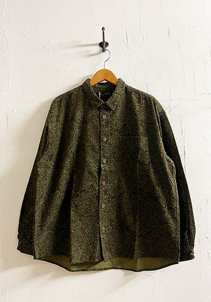 Nasngwam.(ナスングワム) | RAGE SHIRTS コーデュロイ ペイズリー柄シャツ カラー:BURGUNDY