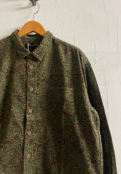 Nasngwam.(ナスングワム) | RAGE SHIRTS コーデュロイ ペイズリー柄シャツ カラー:BURGUNDY