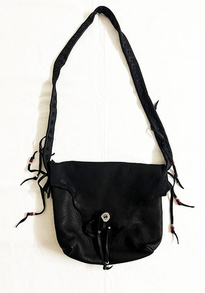 Nasngwam×EARLY MORNING ナスングワム×アーリーモーニング | DEER SKIN MESSENGER BAG / 鹿革バッグ カラー : ブラック