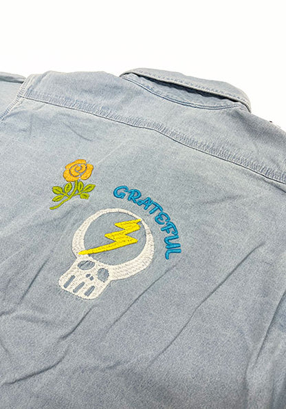 HAVE A GRATEFUL DAY 허브 어 그레이트 풀 데이 | EMBROIDERY SHIRTS 색상 : CHAMBRAY