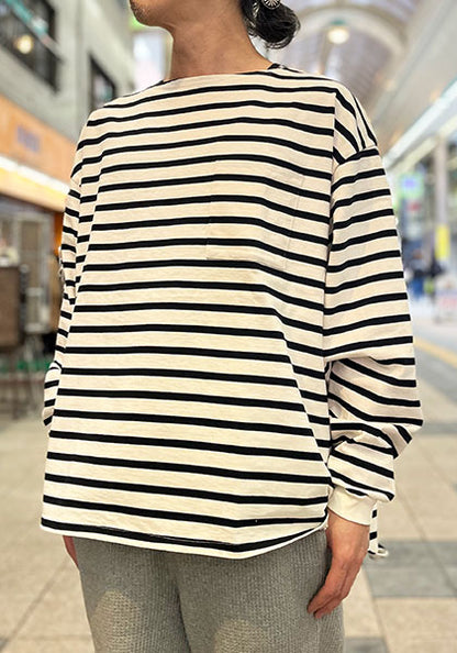 HALF TRACK PRODUCTS | Long T / Boat neck long sleeve Color: Border