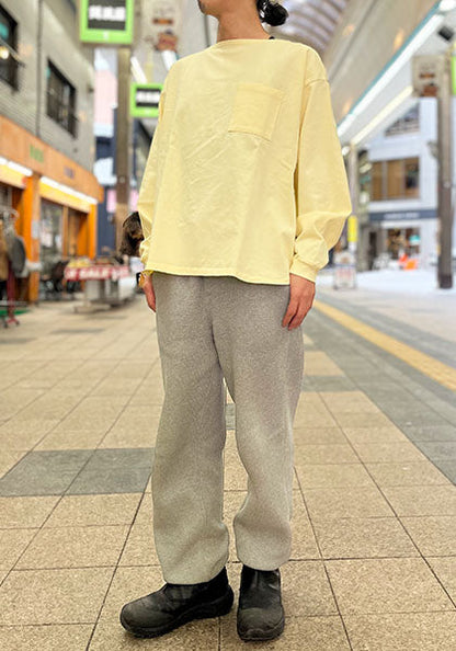 HALF TRACK PRODUCTS | Long T / Boat neck long sleeve Color: Lemon yellow