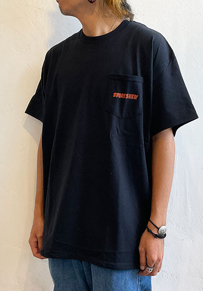 RAGELOW×STORESEEK POCKET TEE カラー:ブラック/ミントグリーン