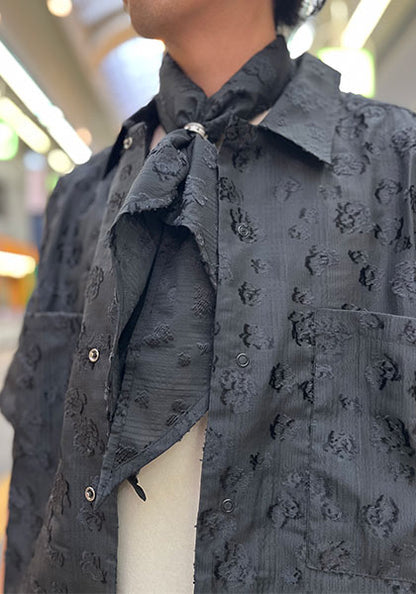 KELEN ケレン | FLOWER CUT JACQUARD SHIRT カラー :BLACK