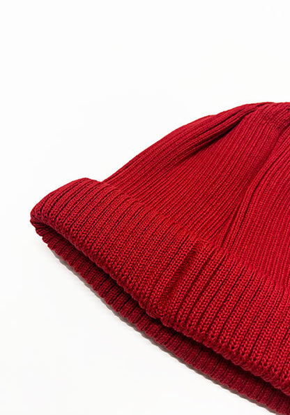 ROTOTO | COTTON ROLL UP BEANIE Color: D.RED