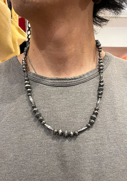Indian Jewelry (インディアン ジュエリー) 1970's Vintage Navajo Silver Beads Necklace 57cm