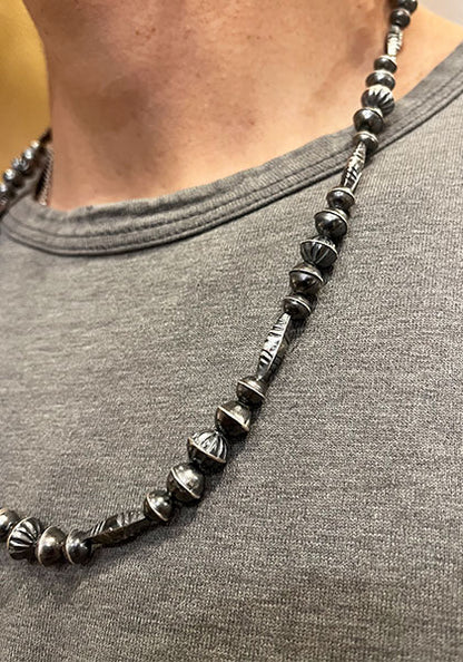 Indian Jewelry (インディアン ジュエリー) 1970's Vintage Navajo Silver Beads Necklace 57cm