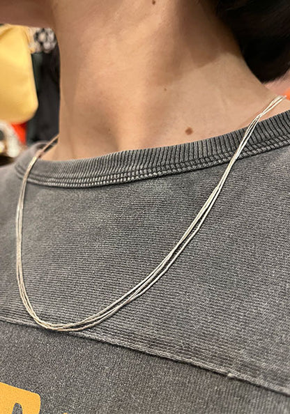 Indian Jewelry (インディアン ジュエリー) ナバホ族 リキッドシルバー 3連ネックレス 45〜50cm