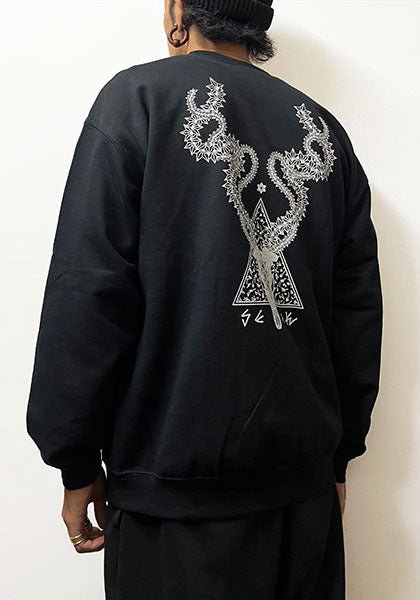 BAKIBAKI×SEEK DEER SKULLビッグスウェット カラー：ブラック