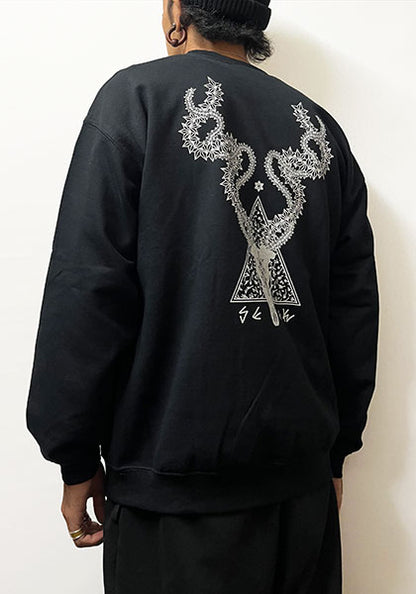 BAKIBAKI×SEEK DEER SKULLビッグスウェット カラー：ブラック