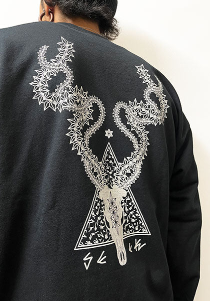 BAKIBAKI×SEEK DEER SKULLビッグスウェット カラー：ブラック