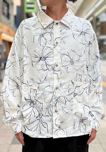 25AW Nasngwam. ナスングワム / FLOWER JACKET　白 Nasngwam 取扱店 ナスングワム CLOUD S/S JACKET SEEK 札幌