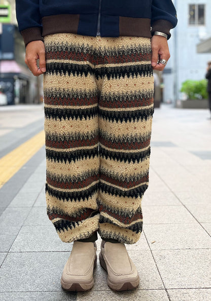 GREEN CLOTHING グリーンクロージング NATIVE PANTS｜ネイティブ柄ボアフリースパンツ