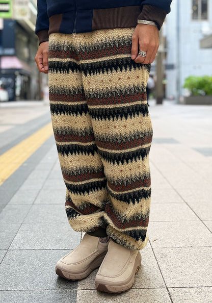 GREEN CLOTHING グリーンクロージング NATIVE PANTS｜ネイティブ柄ボアフリースパンツ