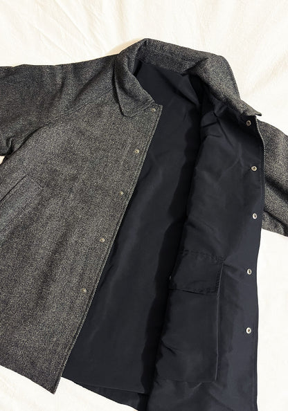 KELEN ケレン | REVERSIBLE CHECK COAT / リバーシブルチェックコート [CHARCOAL]