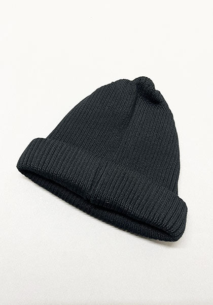 ROTOTO | COTTON ROLL UP BEANIE Color: BLACK