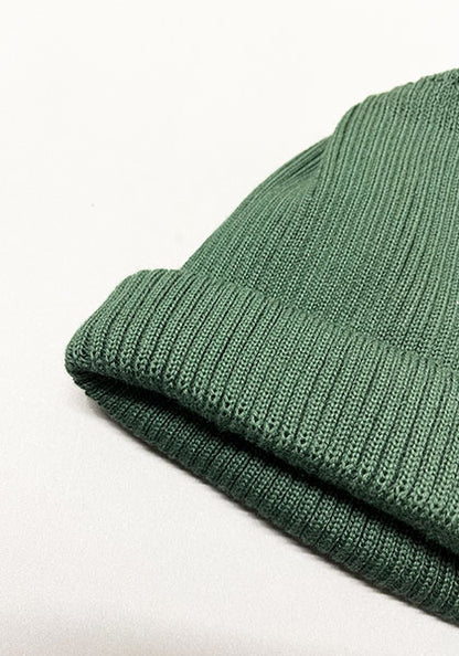 ROTOTO | COTTON ROLL UP BEANIE Color: D.GREEN