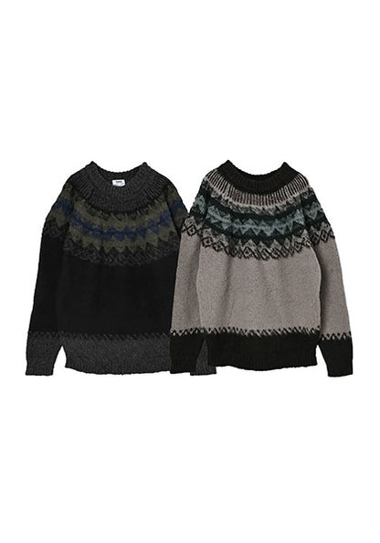KELEN ケレン | BLURRED NORDIC CIRCLE KNIT カラー:CHARCOAL