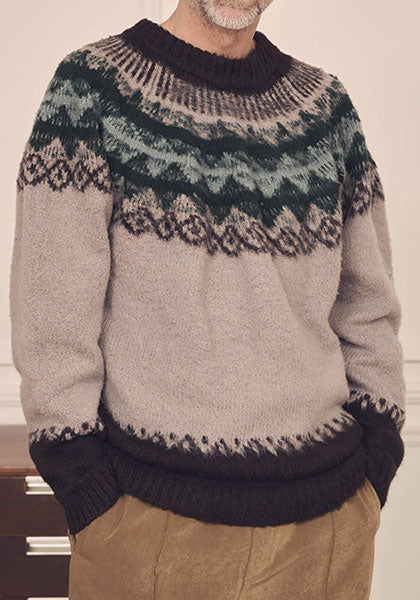 KELEN ケレン | BLURRED NORDIC CIRCLE KNIT カラー:MOKUBEIGE