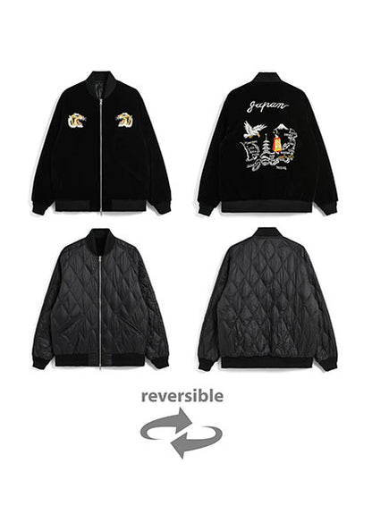TAION 体温 ジャパンスペシャル リバーシブル スカジャン ダウンジャケット カラー : ブラック×ブラック