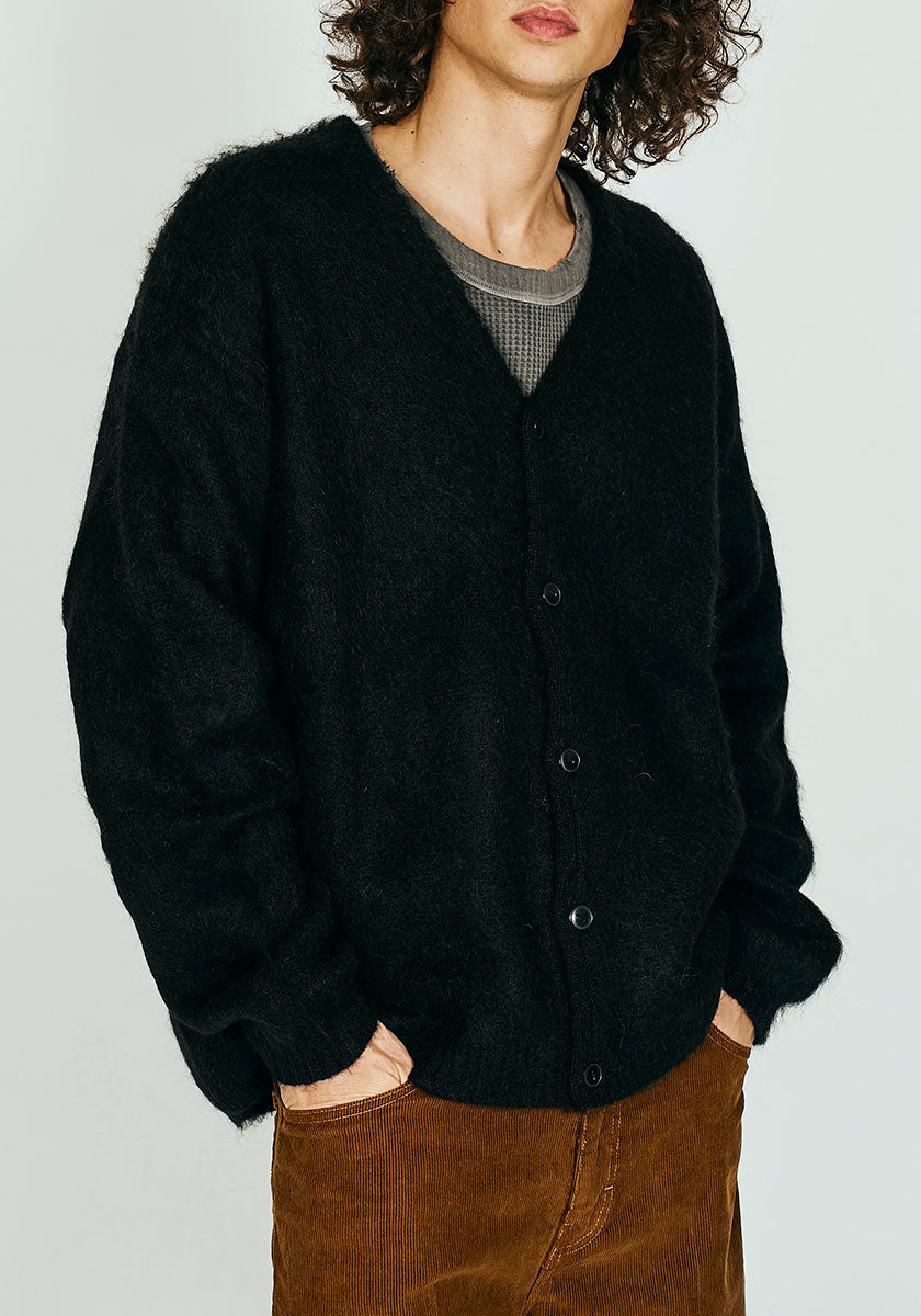 TOWNCRAFT タウンクラフト | MOHAIR SHAGGY CARDIGAN [BLACK]