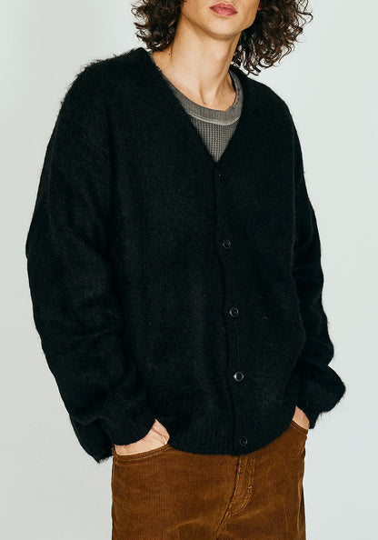 TOWNCRAFT タウンクラフト | MOHAIR SHAGGY CARDIGAN [BLACK]