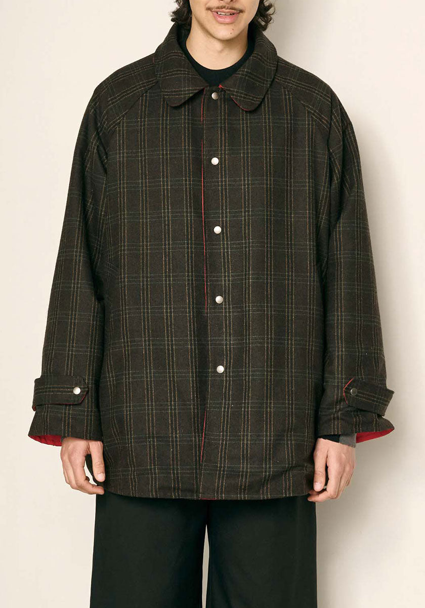 KELEN ケレン | REVERSIBLE CHECK COAT / リバーシブルチェックコート [BROWN]