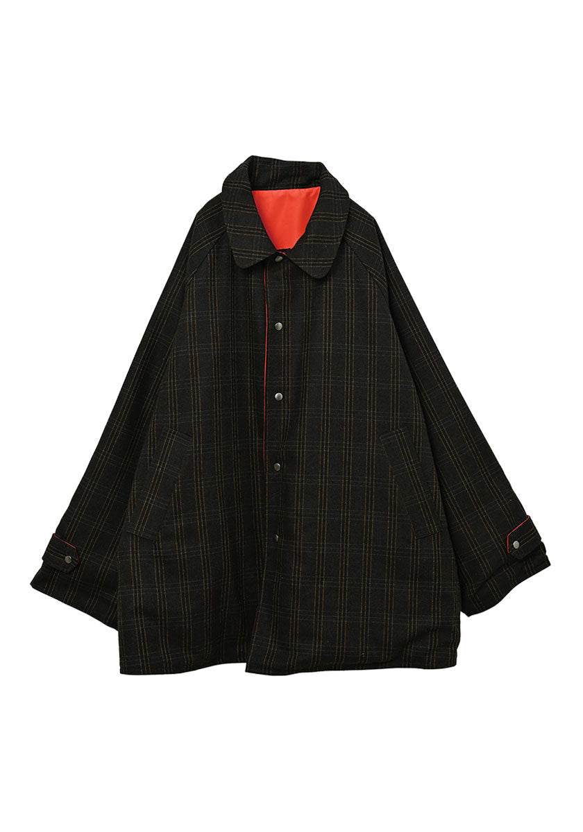 KELEN ケレン | REVERSIBLE CHECK COAT / リバーシブルチェックコート [BROWN]