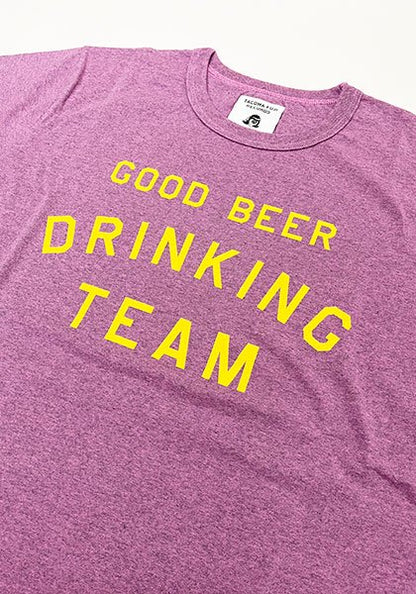 TACOMA FUJI RECORDS Tacoma Fuji Records | GOOD BEER DRINKING TEAM T-shirt designed by Shuntaro Watanabe Heather pink