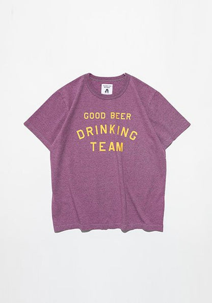 TACOMA FUJI RECORDS Tacoma Fuji Records | GOOD BEER DRINKING TEAM T-shirt designed by Shuntaro Watanabe Heather pink