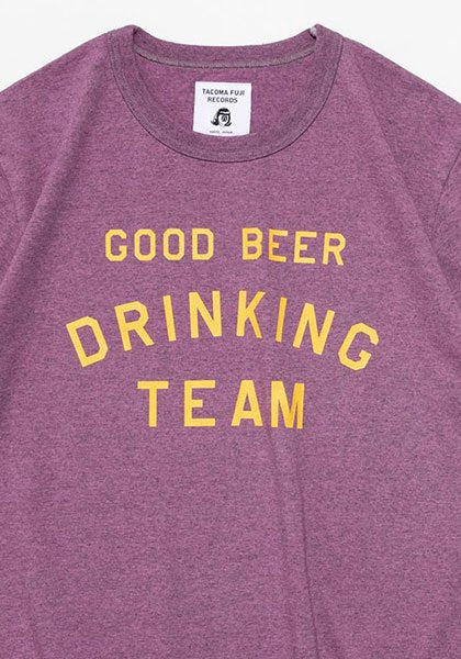 TACOMA FUJI RECORDS Tacoma Fuji Records | GOOD BEER DRINKING TEAM T-shirt designed by Shuntaro Watanabe Heather pink