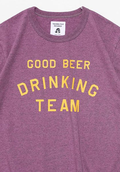 TACOMA FUJI RECORDS Tacoma Fuji Records | GOOD BEER DRINKING TEAM T-shirt designed by Shuntaro Watanabe Heather pink