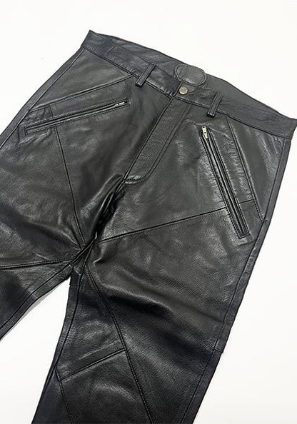 Nasngwam | HIDE ZIP LEATHER PANTS / Leather pants Color: Black