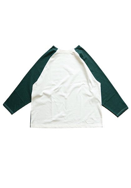 VOO | BOTH SIDE LS Raglan long sleeve TEE Color: GREEN/WHITE