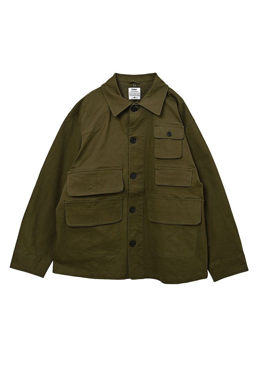 KELEN ケレン | LAYERED COLLAR HUNTING JACKET / ワークジャケット [OLIVE]