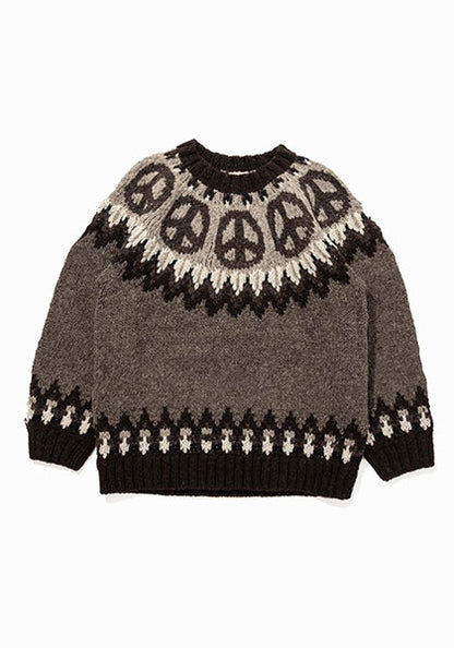 HAVE A GRATEFUL DAY ハブ ア グレイトフル デイ | PEACE PATTERN WOOL KNIT CREW カラー : BROWN