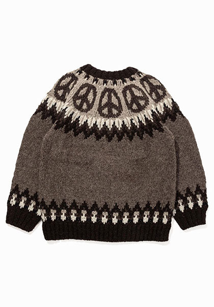 HAVE A GRATEFUL DAY ハブ ア グレイトフル デイ | PEACE PATTERN WOOL KNIT CREW カラー : BROWN