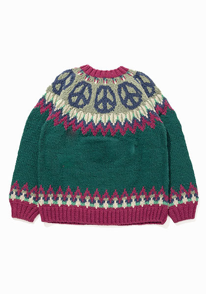 HAVE A GRATEFUL DAY ハブ ア グレイトフル デイ | PEACE PATTERN WOOL KNIT CREW カラー : TEAL