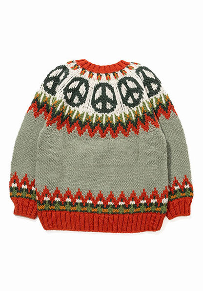 HAVE A GRATEFUL DAY ハブ ア グレイトフル デイ | PEACE PATTERN WOOL KNIT CREW カラー : SAGE GREEN